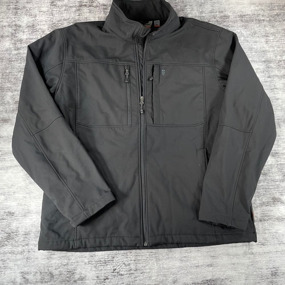 Free Country Mens Softshell Jacket XL Jet Black Water Resistant Fleece Lined